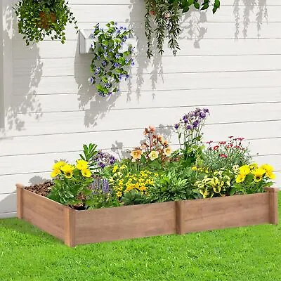 Petscosset Raised Garden Bed Wooden Outdoor Planter Box For Vegetables Brown • $59.99