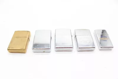 F X5 Vintage Zippo Pocket Lighters Inc Manchester Brass Etc Some Spark • £31