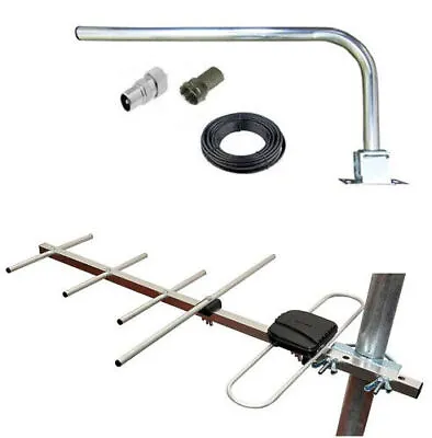 Digital Tv Aerial Kit Freeview Hd Indoor Outdoor Loft Caravan Shed Installation • £22.99