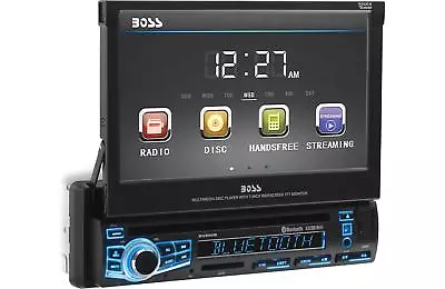 Boss BV860B Single-DIN Car DVD Player 7  Motorized Touchscreen Bluetooth Stereo • $169