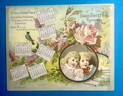 1891 Gaar Scott & Co. Threshing Machines Victorian Trade Card- Calendar- Flower • $39.99