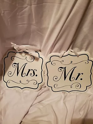 Mr And Mrs Wedding Reception Chair Signs Set Of 2 Shown • $10