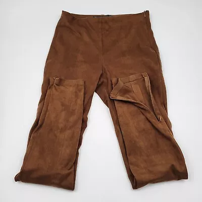 Zara Trafaluc Women's XS Faux Suede Skinny Leg Ankle Zip Brown Pants • $9.38