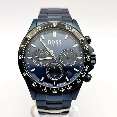 New Genuine Hugo Boss Hb1513758 Hero Sport Mens Watch Stainless Steel Blue Tone • £89.49