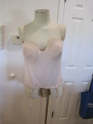 £32.88 • Buy Carnival 426 Nude Sheer Mesh Low Back Bustier Bra Women's 44D NWOT Straps Garter