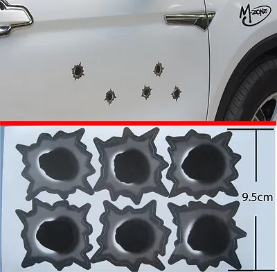 $4.21 • Buy 6pcs New Fake Bullet Holes Car Boat Laptop Decals Stickers Best Gifts
