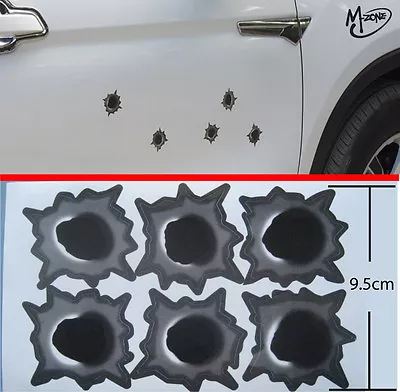 6pcs New Fake Bullet Holes Car Boat Laptop Decals Stickers Best Gifts • $5.95