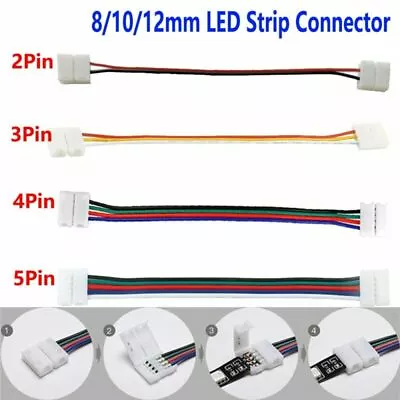 2/3/4/5 Pin LED Strip Connector F 8/10/12mm 3528 5050 5630 RGB LED Light To Wire • $3.59