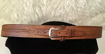 Vintage Men’s Western Brown Hand - Tooled Leather Belt Size 40 • $24.97