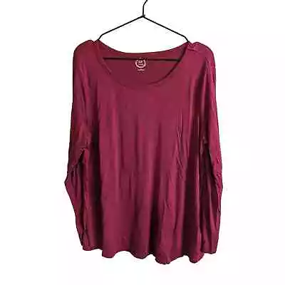 24/7 By Maurices Womens Sz 1X Long Sleeve T Shirt Burgundy Red • $16