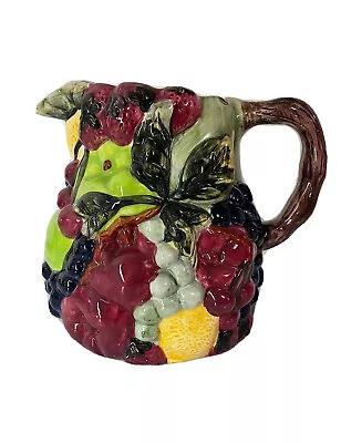 Vintage 1995 Majolica Ceramic Fruit Pitcher Block Country Orchard By Gear • $19.88