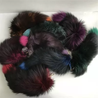 16  Real Fox Tail Keychain Fur Tail Keychain Cosplay Pageant Costume Pendant • $8