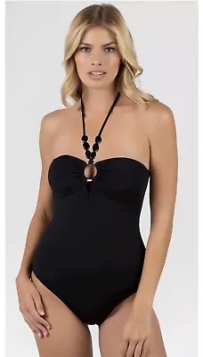 NEW Women's Beach By Melissa Odabash Swim Suit One Piece Halter Black Large • $9.99