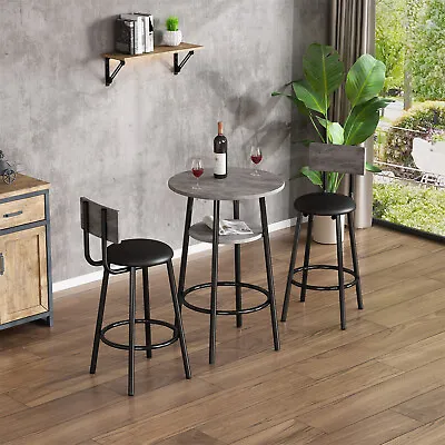 Breakfast Bar Table And 2 Chairs Set 3PCS Bar Bistro Kitchen Dining Furniture • £64.99