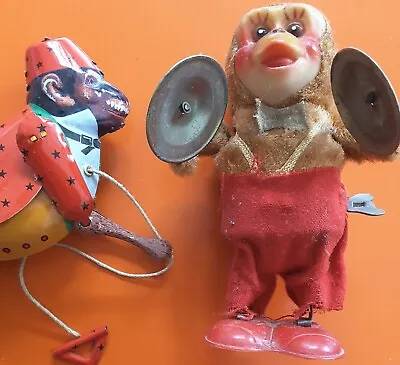 £30 • Buy Vintage Retro Flocked Windup Clockwork Monkey Cymbols Hong Kong Tin Climbing Ape