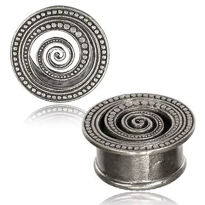 Tribal Afghan Dots White Brass Spiral Tunnels Plugs Gauges Plugs Plug Ear Gauge • $14.93