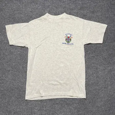 Vintage Mens Hawaii Sailing Association Belton T-Shirt White Heathered USA M • $16.74