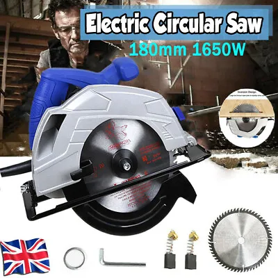£38 • Buy Electric Circular Saw 1650W Heavy Duty Wood Cutting Power Tool W/Blade Set