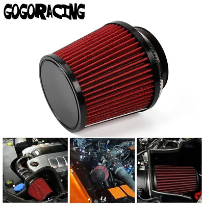Red 4  Inlet Truck Air Filter Dry High Flow Clamp-On Round Cone Air Intake Kit • $16.39