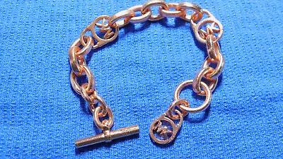 Michael Kors MK Tag Logo Chunky Chain Rose Gold Tone 8  Toggle Bracelet • $16.99