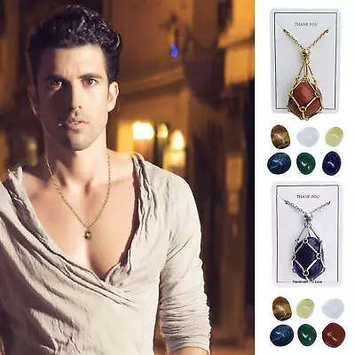 Crystal Stone Holder Necklace 7 Pcs Natural Jewelry Gift For Women Men Pendant • $31.36