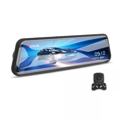 Dual Lens Car Camera Video Recorder DVR Dash Cam 2K 1440P Rearview Mirror Black • $90.80