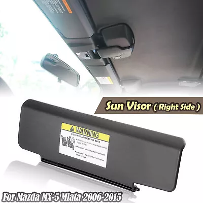 Front Right Sun Visor Shade For 2006 2007 2008 2009-2015 Mazda MX-5 Miata Black • $48.20