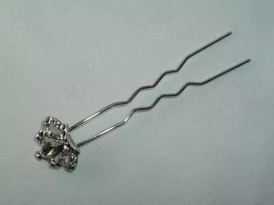 Vintage Gray Rhinestone Crown Metal Hair Stick Hair Pin Up Do Accessory • $16.20