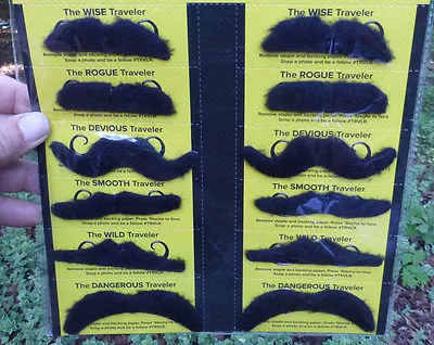 12 Party Moustaches Mustaches Costume Pirate Western Cowboy Mexican Stickon Prop • $0.99