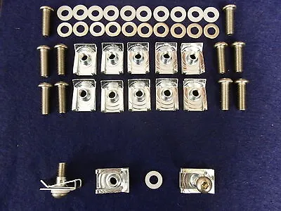  Panel Fasteners Motorcycle Fairing Spire C Clips + Stainless Steel Bolts Pk 10 • £7.95