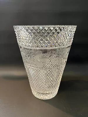 Vintage Moser Bohemian Czech Heavy Art Crystal Diamond Cut Vase 10  T 7 3/8  D • $699.99