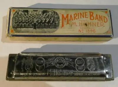 Vintage M.Hohner Germany Marine Band Harmonica 1896 A440 Key Of C  Original Box • $19.99