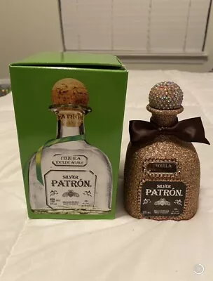 Bedazzled Customized Bling Patron Silver Empty Bottle Original Cork 375ml • $35