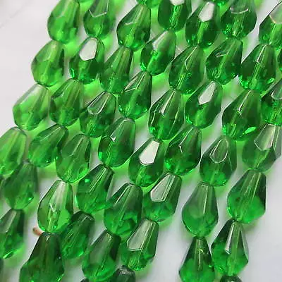 £3.99 • Buy 60 Teardrop Faceted Glass Beads Crystal 12 X 8mm Craft Jewellery Making 