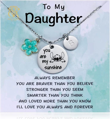 $21.81 • Buy Stitch Gift You Are My Sunshine Necklace&Greeting Card, Stitch Jewelry Stuff Bir
