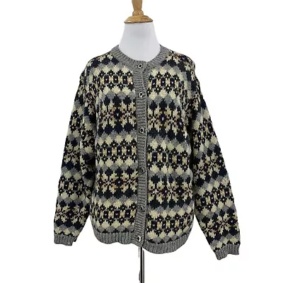 Vintage Eastern Mountain Sports Wool Sweater Women S Small Silver Buttons Winter • $25.45
