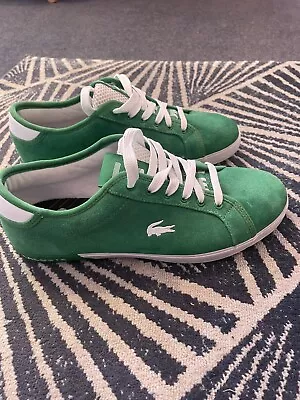 Lacoste Green Suede Trainers Size Uk 8 • £22