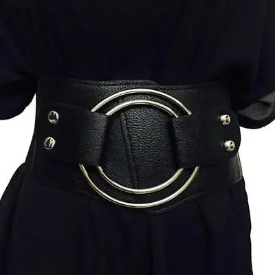 £10.64 • Buy Women Buckle Wide Waist Belt Thick Elastic Stretch Cinch Dress Waistband T