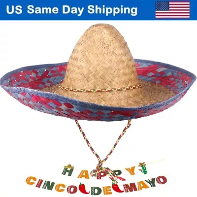 Mexican Sombrero Hat Straw Sombrero Hat For Cinco De Mayo Theme Party Decor • $38.86