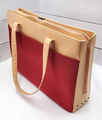 “Franklin Covey” Red Canvas & Leather Laptop Bag – 14” • $36.95