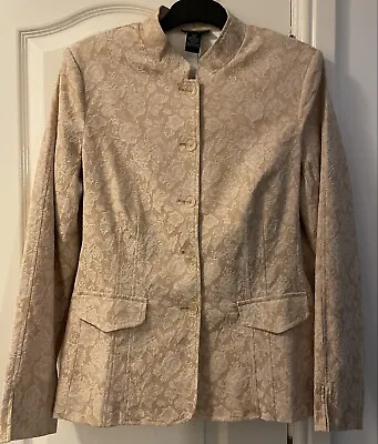 Dialogue Beige Damask Jacket Nehru Collar. Size Large New. Very Good Condition • £26.99