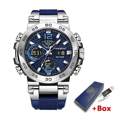 Mens Sports Diver Wristwatch Digital Analog Waterproof Quartz LED Luxury Watches • £19.79