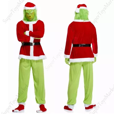 Christmas Adults The Grinch Costume Xmas Party Cosplay Santa Fancy Dress Outfits • $13.99