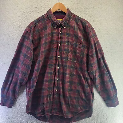 Vintage DUCK HEAD Mens Large Plaid Long Sleeve Button Down Flannel Shirt Pockets • $24.88