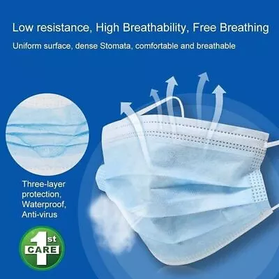10x Face Mask Disposable Anti Flu Dust 3 Layer Masks Protective Extra Comfort • $6.75