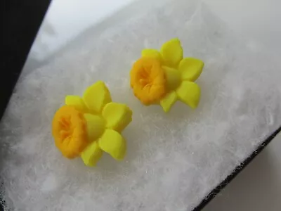 Handmade Yellow Spring Daffodil Stud Earrings - Marie Curie Charity   Made In UK • £4.99