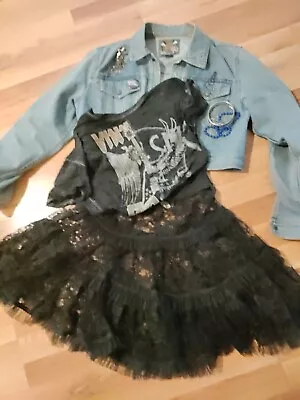 Ladies 80s Costume Pop Fancy Madonna Lot  Outfit Lace Skirt Denim Jacket Contemp • $200