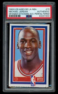 1989 LOS ASES DE LA NBA Michael Jordan Spanish Stickers Hand Cut PERF #13 PSA • $399.95