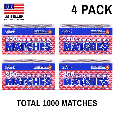 4 Pack Large Matches 1000 Count Strike On Box Bulk Kitchen/Camping/Fire/Candle • $8.99