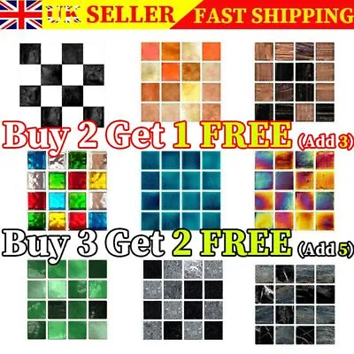 £6.99 • Buy 10/20/30x Kitchen Tile Stickers Bathroom Mosaic Stickers Self-adhesive Wall Home